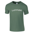 The Latitude 2024 Line Up Green T-Shirt from Latitude Festival Store features LATITUDE in bold white across the chest, made from soft preshrunk ringspun cotton with a seamless double-needle collar for comfort.