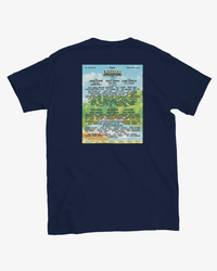 Latitude Kids 2026 Line-Up Navy T-Shirt by Latitude Festival Store features a vibrant Latitude Festival 2026 lineup poster printed on the back, showcasing artists and bands in bold, various font sizes against a scenic backdrop. Made from pre-shrunk, heavyweight fabric, this made-to-order t-shirt offers long-lasting comfort and durability for every festival adventure.