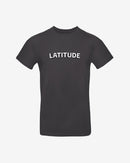 The 2025 Latitude Event T Shirt - Black features “LATITUDE” in bold white capital letters across the chest.