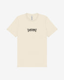 The Latitude 2025 Pink Sheep Natural T-Shirt from the Latitude Festival Store is a cream unisex tee made from soft Airlume cotton, featuring LATITUDE in bold black letters with decorative flourishes centered on the chest.