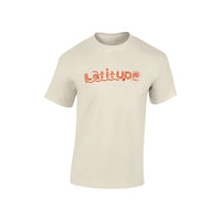 The Latitude Kids 2024 Natural Line Up T-Shirt by Latitude Festival is a light beige short-sleeve tee featuring bold, wavy red-orange “Latitude” lettering—ideal for kids who want a trendy and comfy statement shirt.