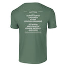 The Latitude 2024 Line Up Green T-Shirt from Latitude Festival Store is a made-to-order tee in preshrunk ringspun cotton, featuring festival performers like Duran Duran, Kasabian, Keane, and more in white text on the back.