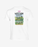 White t-shirt with 'Latitude' event graphic on a white background