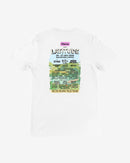 The Latitude Festival Store’s Latitude 2025 Line-Up White T-Shirt features the colorful festival lineup—Sting, Cat Power, Snow Patrol—on soft Airlume cotton with event details above scenic art, in a unisex tailored fit.