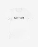 White tank top with 'LATITUDE' text on a white background