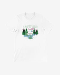 White T-Shirt with 'Latitude' text and a scenic nature graphic. 