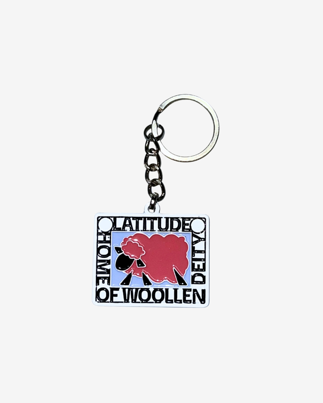Keychain with a logo featuring a sheep on a white background