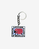 Keychain with a logo featuring a sheep on a white background
