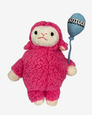 A Latitude Festival 2026 Latitude Plush With Balloon, featuring a pink plush sheep holding a blue LATITUDE balloon, is set against a plain white background—a cuddly reminder of festival fun.